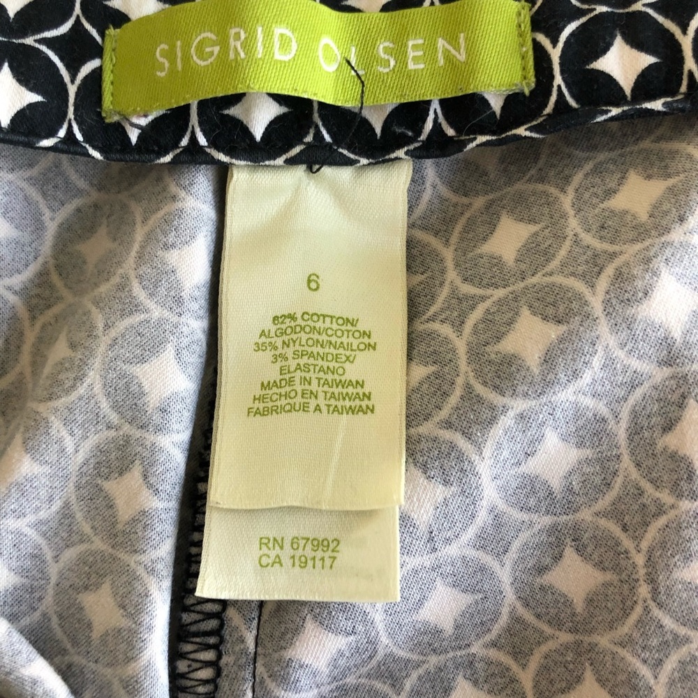 Sigrid Olsen Black & White patterned ankle pants 6 - Picture 3 of 8